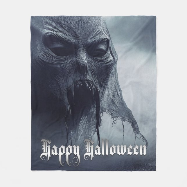Couverture Polaire Fantôme noir dans un paysage infernal - Halloween (Devant)