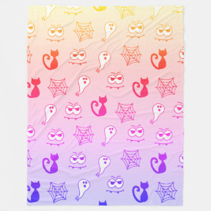 Couverture Polaire Fantôme, toiles d'araignées et chats noirs arc-en-