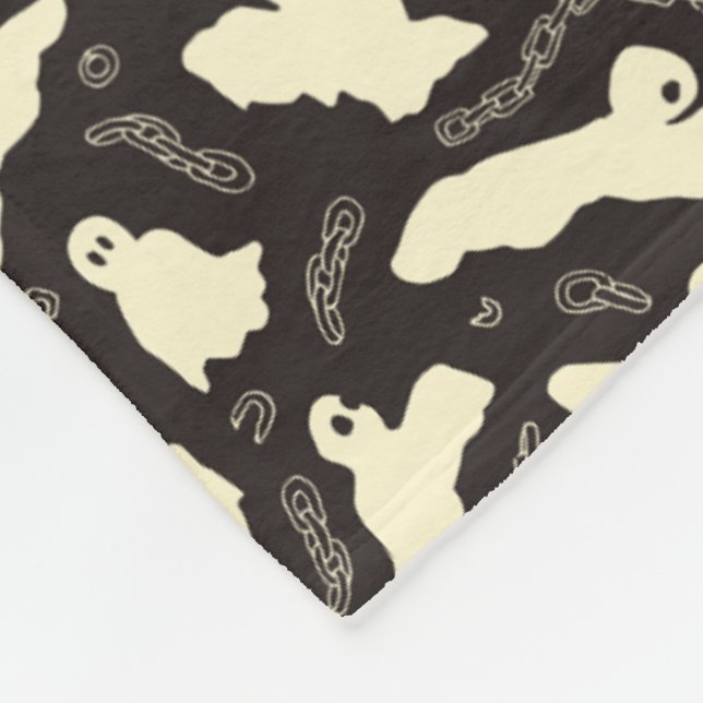 Couverture Polaire Fantômes crémeux - motif d'Halloween. (Coin)