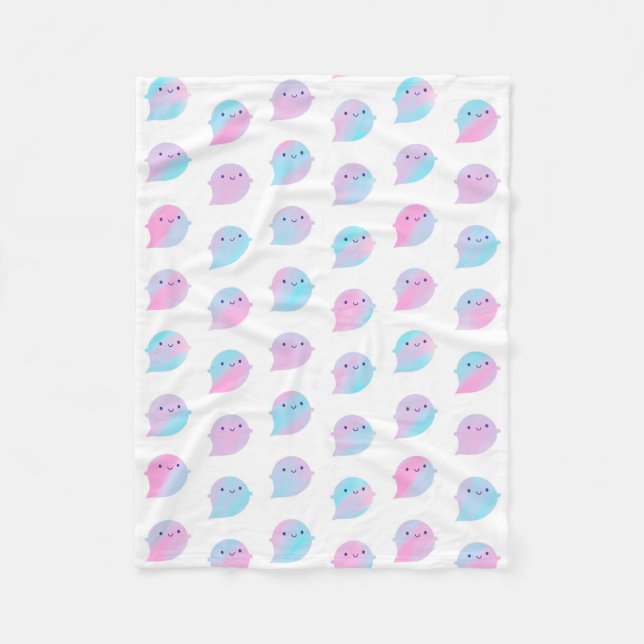 Couverture Polaire Fantômes d'aquarelle de Kawaii (Unicorne) (Devant)