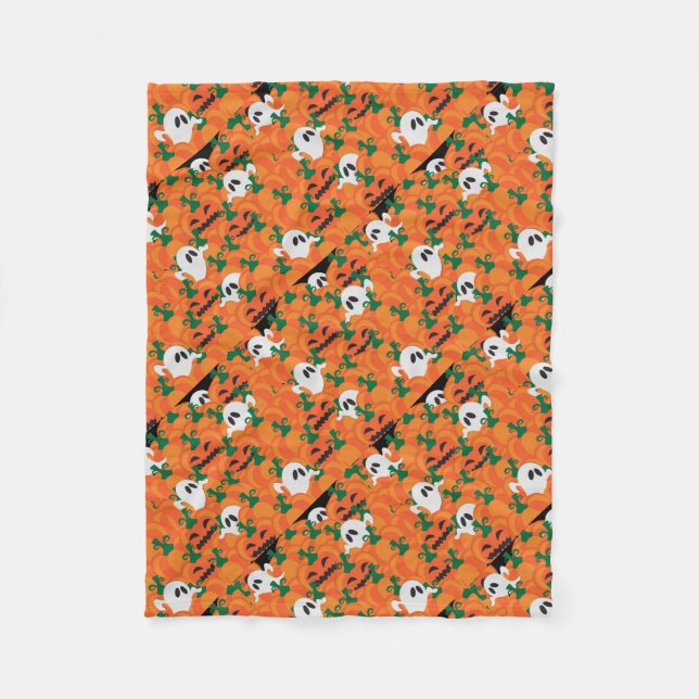 Couverture Polaire Fantômes d'Halloween Patch de citrouille hantée (Devant)
