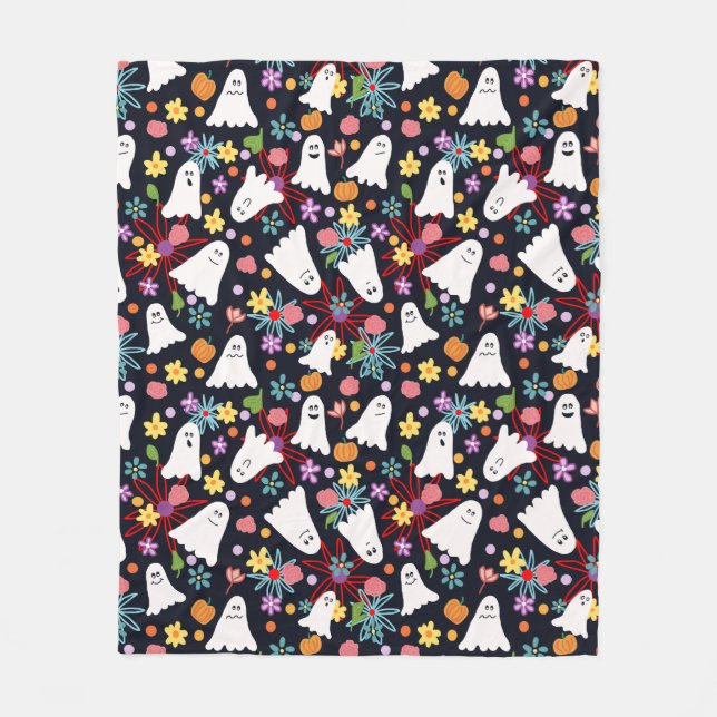 Couverture Polaire Fantômes et fleurs (Devant)