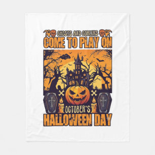 Couverture Polaire Fantômes Lutins Halloween Venez Jouer Octobre Hant