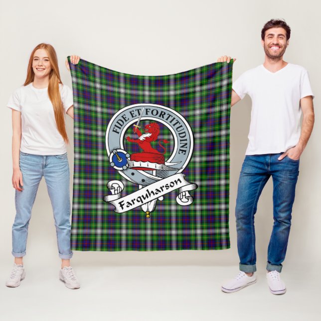 Couverture Polaire Farquharson Clan Badge Tartan Plaid (En situation)