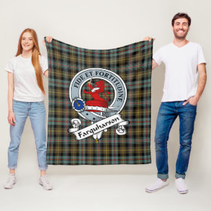 Couverture Polaire Farquharson Patiné Clan Badge Tartan Plaid