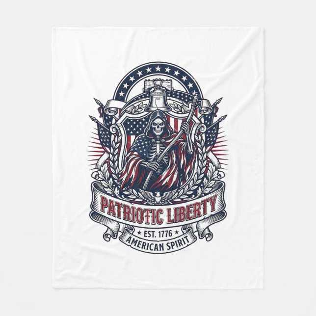 Couverture Polaire Faucheuse de la Liberté Patriotique Squelette de P (Devant)
