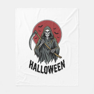 Couverture Polaire Faucheuse Halloween Gravure Vintage Art_1