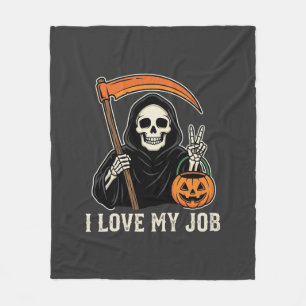 Couverture Polaire Faucheuse J'aime Mon Travail Design Halloween