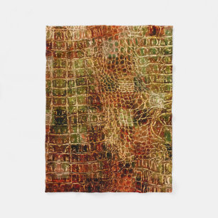 Couverture Polaire Faux Alligator Peau animale Cuir rouge Brown