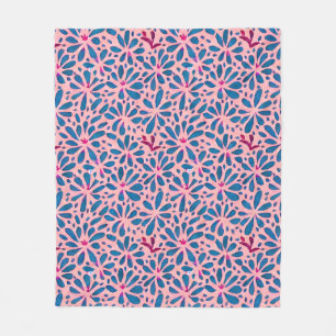 Couverture Polaire Faux Cutout Pink Blue Folk Art inspiré