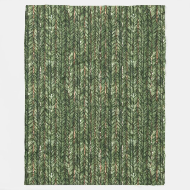 Couverture Polaire Faux fils verts tissés Noël (Devant)