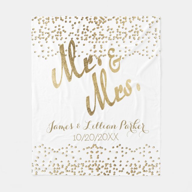 Couverture Polaire Faux Gold M. et Mme Monogram Mariage (Devant)