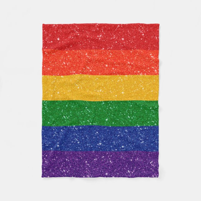 Couverture Polaire Faux Parties scintillant LGBTQ Pride Arc en ciel (Devant)