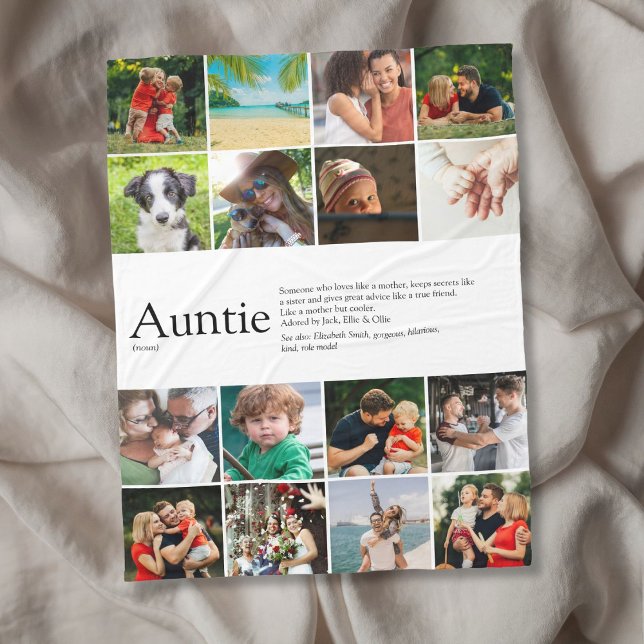 Couverture Polaire Favori Tante Tante Définition Collage photo (Favorite Aunt Auntie Definition Photo Collage Fleece Blanket)