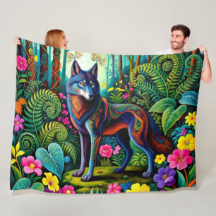 Couverture Polaire Fée animal loup gris cool