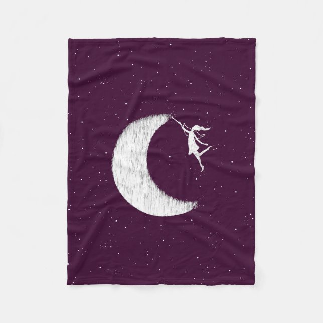 Couverture Polaire Fée d'art : Peignez la lune (pourpre) (Devant)