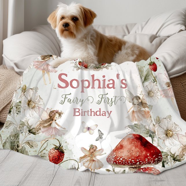 Couverture Polaire fée de jardin fantaisiste premier anniversaire (Créateur téléchargé)