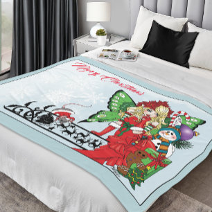 Couverture Polaire Fée de Noël fantaisiste Cadeaux de vacances Bleu