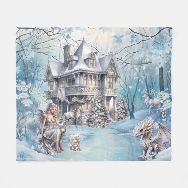 Couverture Polaire Fée de Noël magique et capricieuse (Devant (Horizontal))