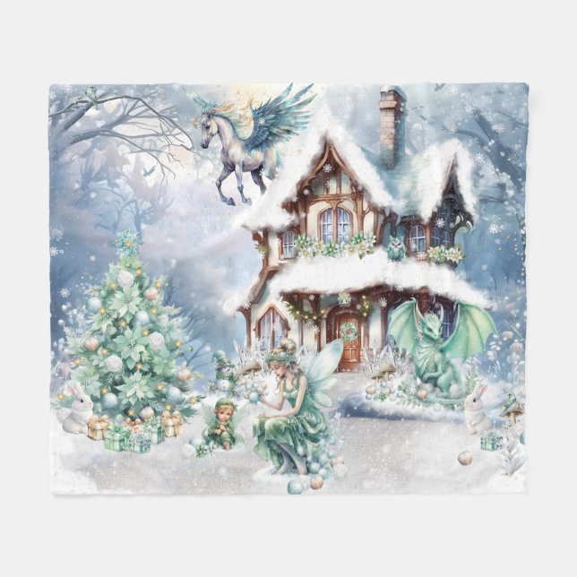 Couverture Polaire Fée de Noël magique et fantaisiste (Devant (Horizontal))