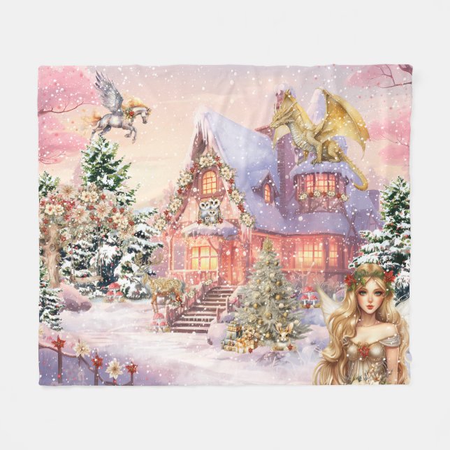 Couverture Polaire Fée de Noël magique et fantaisiste (Devant (Horizontal))