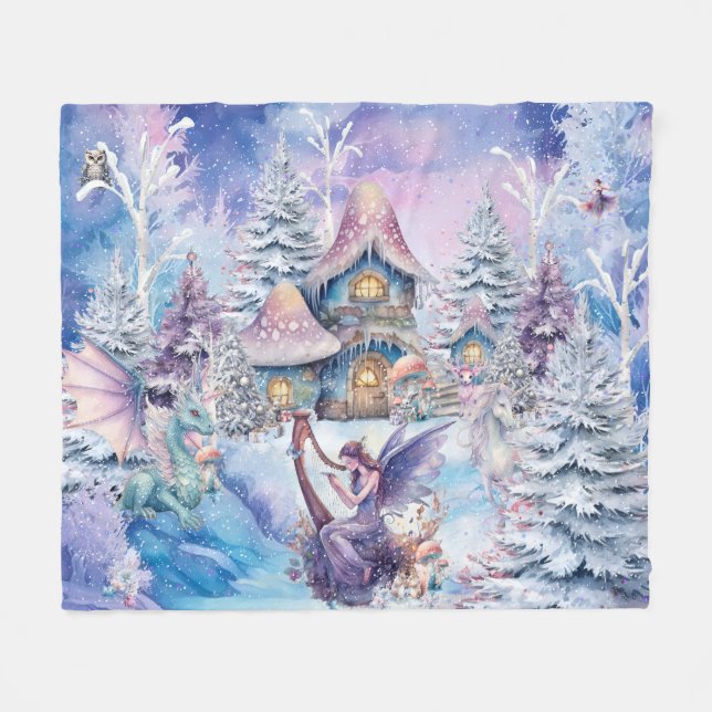 Couverture Polaire Fée de Noël magique et fantaisiste (Devant (Horizontal))