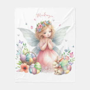 Couverture Polaire Fée de printemps de Pâques à l'aquarelle