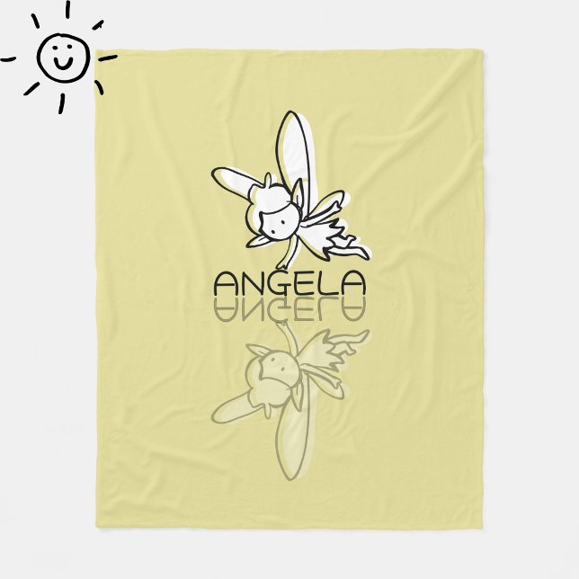Couverture Polaire Fée Jaune Reflet Doodle Nom Personnalisé  (Créateur téléchargé)