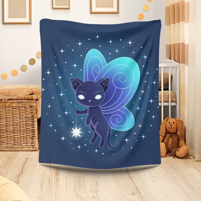 Couverture Polaire Fée Pixie Chat Étoile de Nuit (Créateur téléchargé)