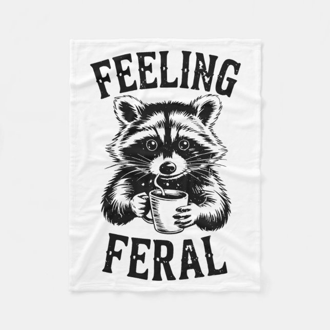 Couverture Polaire Feeling Feral Raccoon Coffee Cute Funny Trash Pand (Devant)