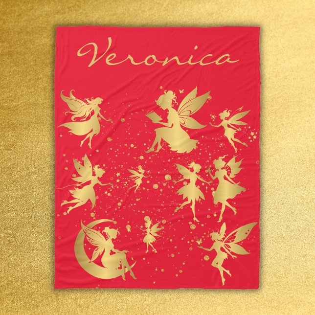 Couverture Polaire Fées d'or avec poussière de pixie sur Monogramme r (Créateur téléchargé)