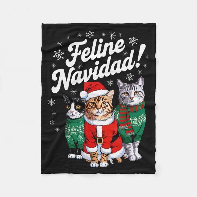 Couverture Polaire Feline Navidad Funny Cat Christmas Holiday Xmas Sa (Devant)