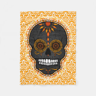 Couverture Polaire Feliz Muertos - motif de fête de crâne de sucre