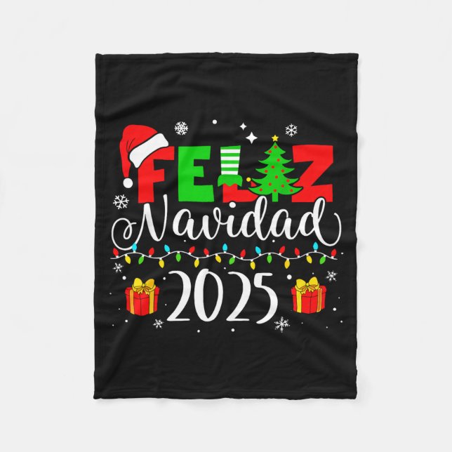 Couverture Polaire Feliz Navidad Matching Family Spanish Christmas Me (Devant)