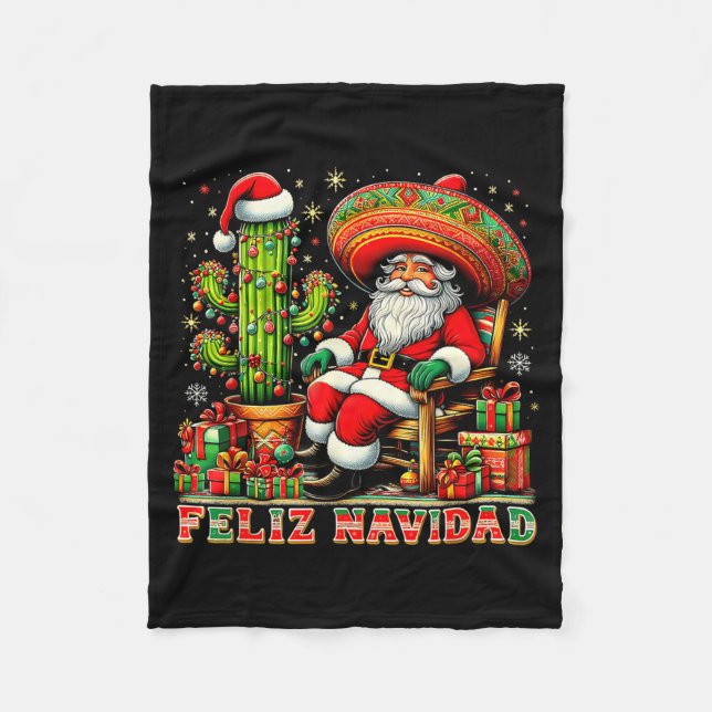 Couverture Polaire Feliz Navidad Mexican Christmas Santa Sombrero Cac (Devant)