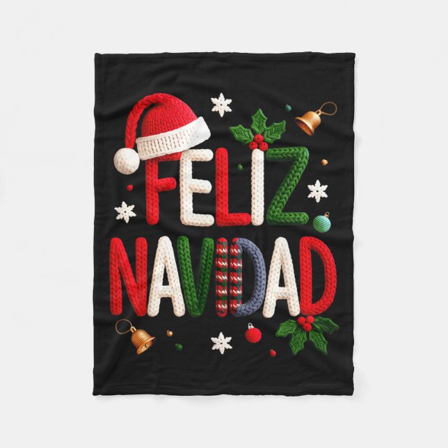 Couverture Polaire Feliz Navidad Pajamas Spanish Mexican Christmas Bo (Devant)