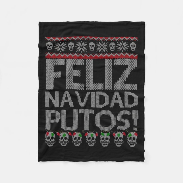 Couverture Polaire Feliz Navidad Putos Chingon Ugly Xmas Sweater Chri (Devant)