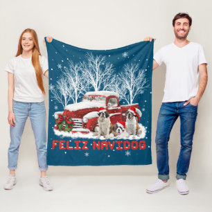 Couverture Polaire Feliz Navidog Saint Bernard Amoureux de les chiens