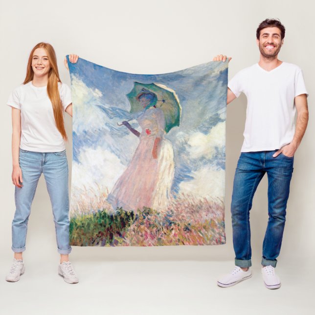 Couverture Polaire Femme à l'Ombrelle, Claude Monet (En situation)