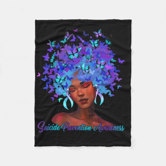 Couverture Polaire Femme Africaine Noire Afro Suicide Turquoise Et Vi (Devant)