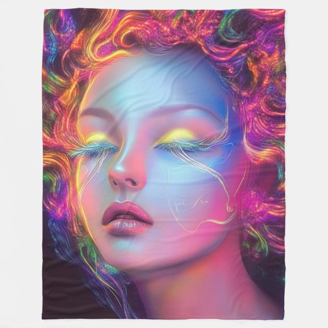 Couverture Polaire Femme Alien aux cheveux cosmiques (Devant)