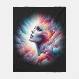 Couverture Polaire Femme aux cheveux cosmiques Aura