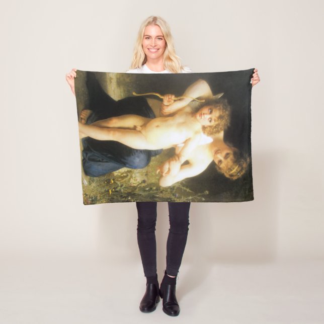 Couverture Polaire Femme avec Cupidon, Bouguereau (En situation)