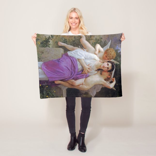 Couverture Polaire Femme avec Cupidon, Bouguereau (En situation)