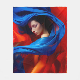 Couverture Polaire Femme avec Voile bleu Cobalt sur arrière - plan or