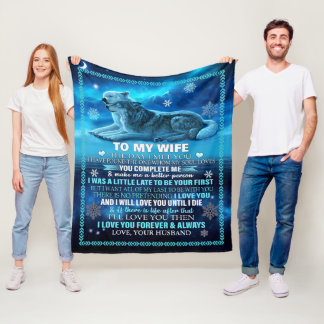 Couverture Polaire Femme Blanket Wolf, Personnalisé à ma Femme Fleece