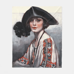 Couverture Polaire Femme dans le chemisier brodé
