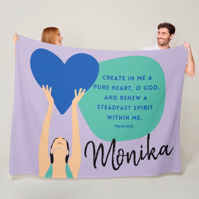 Couverture Polaire Femme Écriture Coeur chrétien Fleec personnalisé (En situation)