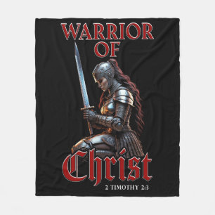Couverture Polaire Femme Guerrière du Christ 2 Timothée 2:3 Chrétienn