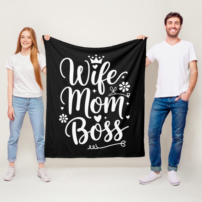 Couverture Polaire Femme Maman Boss mignonne cadeau de la fête des mè (En situation)